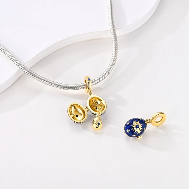 Neue 925 Sterling Silber Charms Perlen Schlüssel Löwe Mond Affe Katze Kuchen Anhänger Passend für Original Armband Damen Mädchen DIY Schmuck Geschenk – Detail 7
