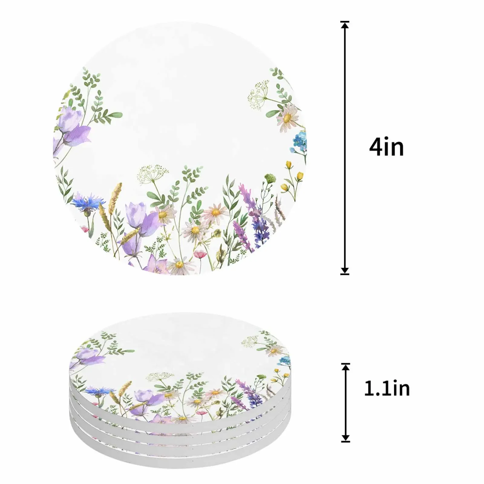 Plant Flowers Lavender Drink Coasters for Coffee Cups Tea Coaster Cup Pad Mat Glassware Table Drinkware Kitchen Dining Bar Home