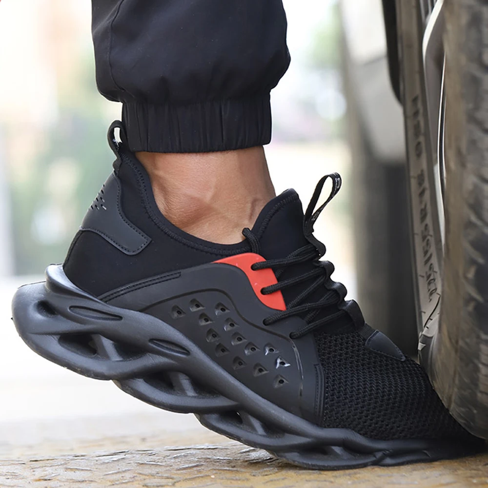 Low Top Lightweight Steel Toe Safety Shoes Men Anti-puncture Work Shoes Breathable Industrial Shoes Casual Walking Shoes
