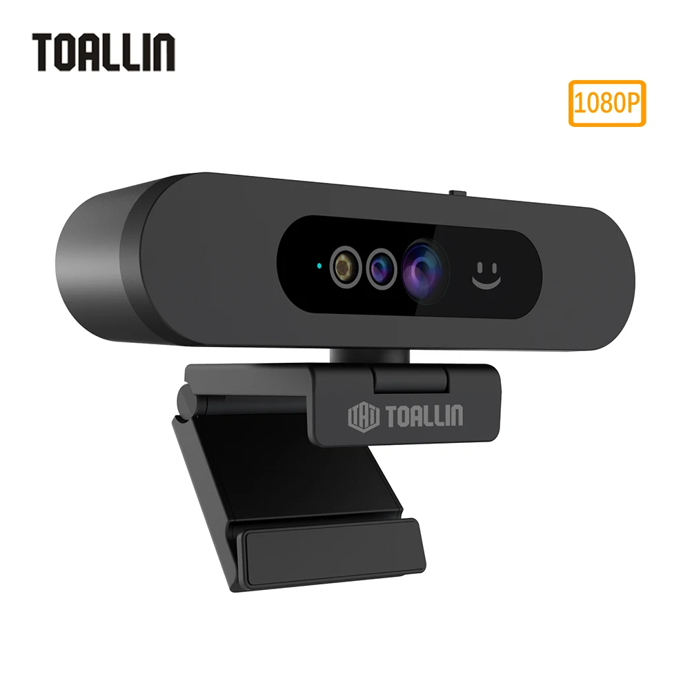 

TOALLIN Windows Hello Webcam 1080P Computer Camera Face Recognition Fixed Focus for Streaming & Conferencing with Privacy Cover