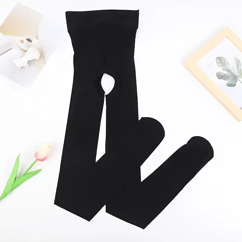 1 زوج من بلون المرأة مثير مفتوحة المنشعب جوارب طويلة 8D النفط لمعان السلس جوارب الملابس الداخلية عالية الخصر جوارب طويلة