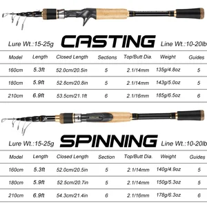 Sougayilang-telescopic fishing-cable fishing, casting and rod of attraction, carbon, light, 15 to 25g 6 Main Sales Stick Carbon Fiber - №3