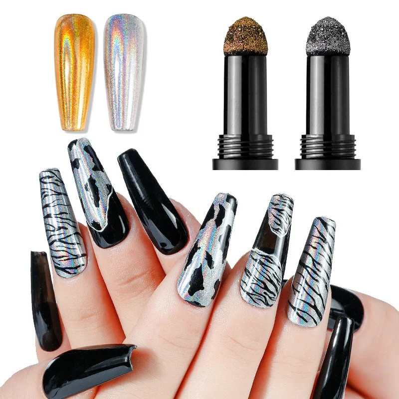 1PCS DIY Nail Art Glitter Gold Laser Silver Glitter Pen Magic Mirror Pen Mirror Powder Air Cushion Pen Color Chameleon Magic Pen