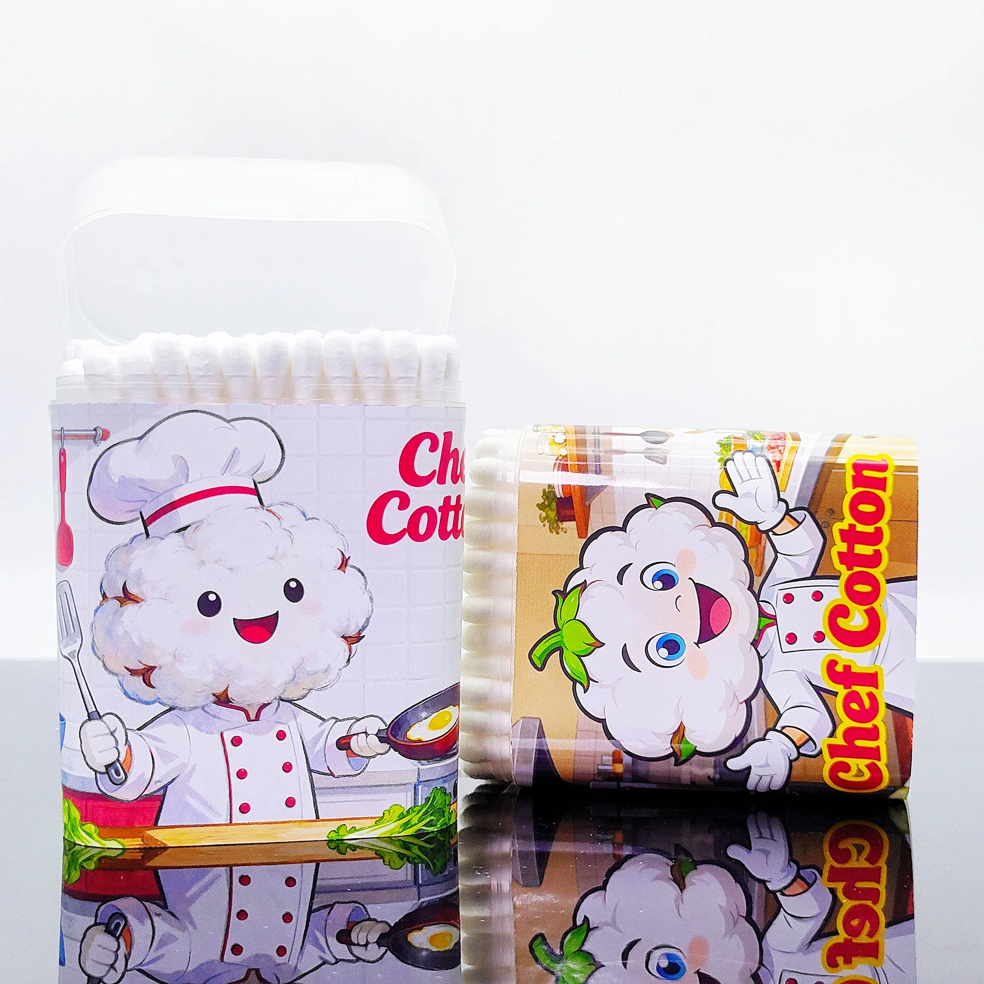 200개입 셰프 전문 스타일링 테마 면봉 다기능 양면 면봉 라운드 스푼 면봉 스틱.