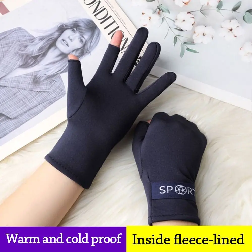 موضة لمس الرجال قفازات الشتاء الدافئة يندبروف القيادة قفازات Coldproof بطانة الصوف أصابع القفازات الجري #1