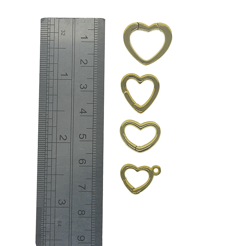 6pcs simple  Korea small 16mm  20mm Solid Brass Square heart snap spring hook clasp jewelry DIY Accessory