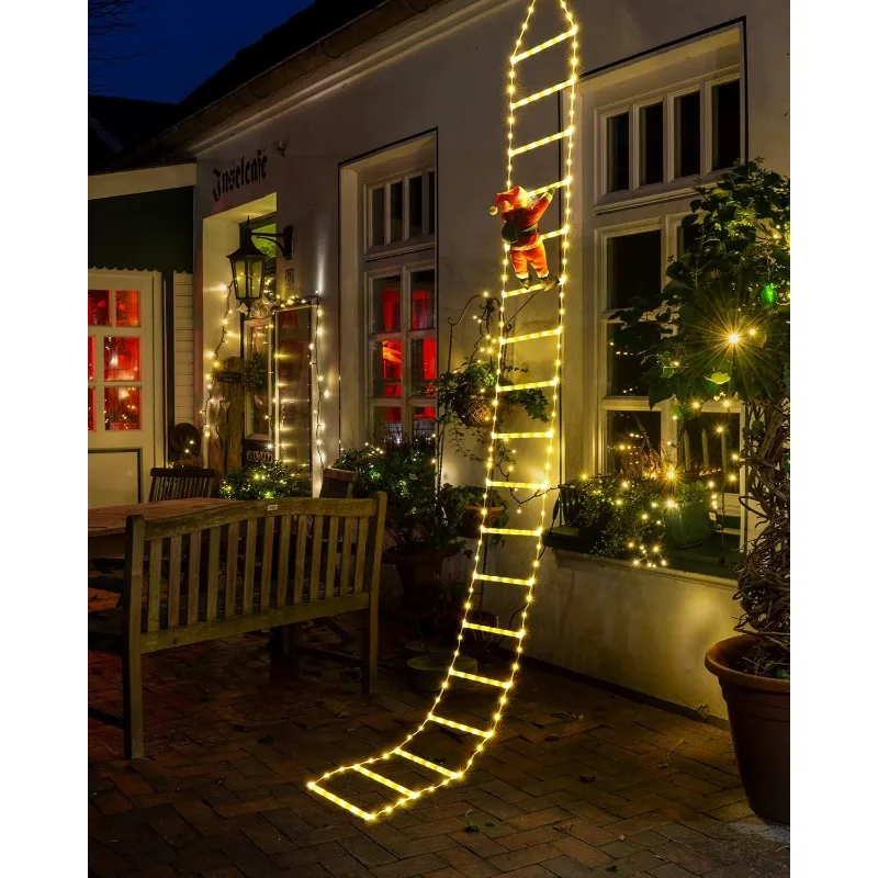 LED Christmas Lights - 10ft Christmas Decorative Ladder Lights with Santa Claus, Christmas Decorations Lights for Indoor