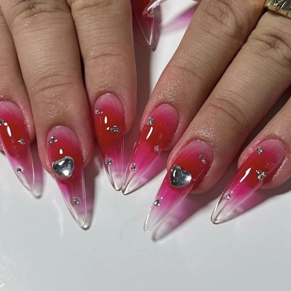 100 STKS 3D Clear Liefde Hart Nail Art Charms Leuke 4/6/8mm Transparante Plaksteen Hars Hart nagel Decoraties DIY Valentijn NailPart