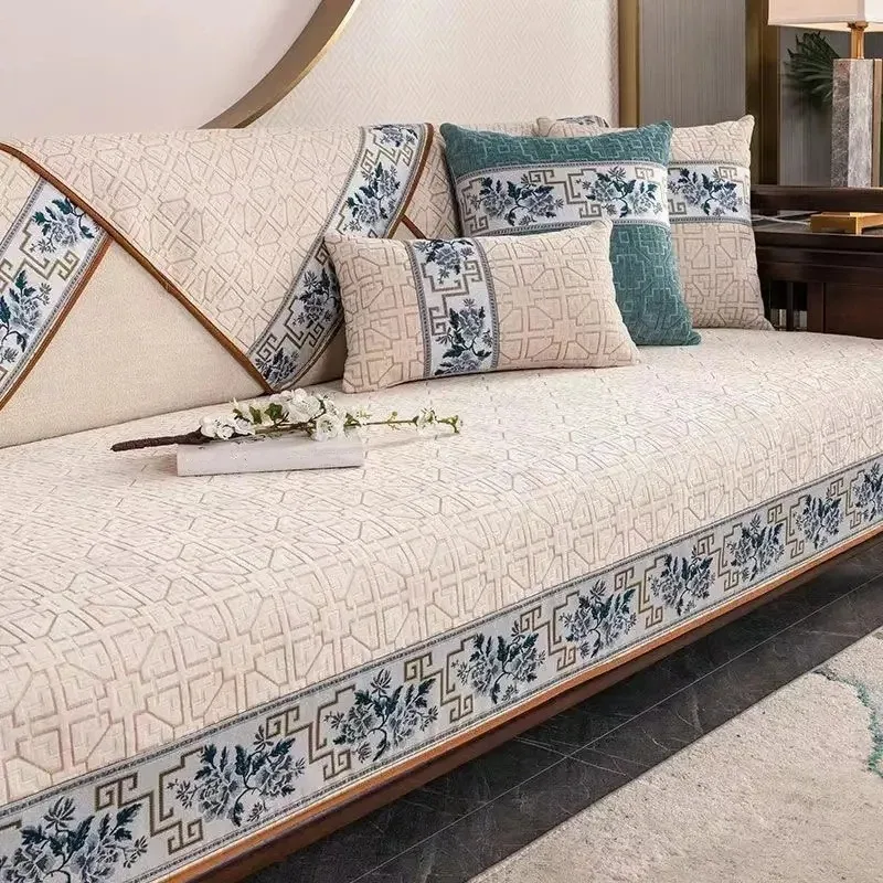 All Seasons Geometry Jacquard Chenille Non-Slip Sofa Cover Living Room Couch Slipcover Seat Cover Sofa Towel Washable
