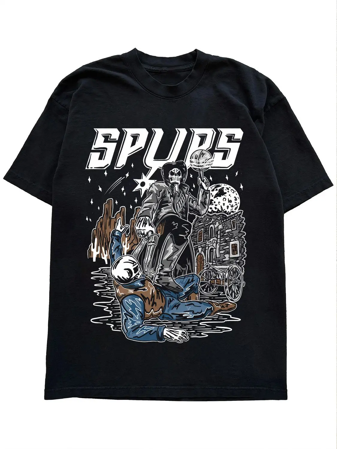 

Holy City Spurs Gangster Basketball Street Fight American Style Hip Hop Printed T-shirt Rock Short Sleeve European and American