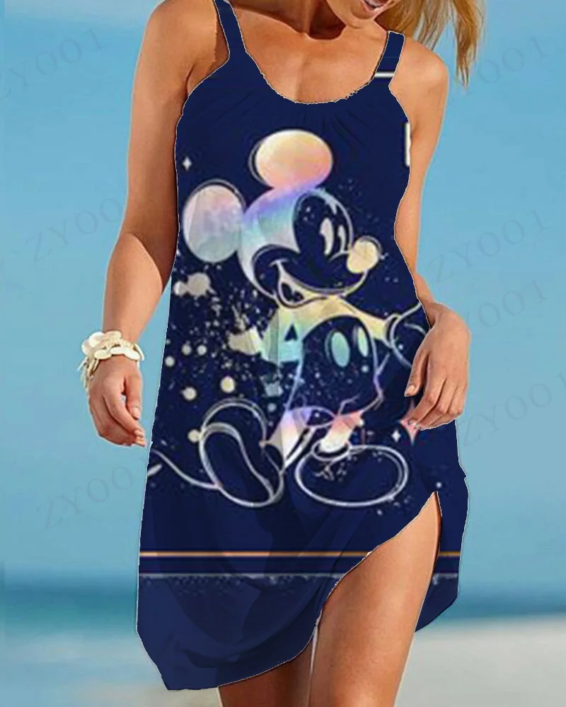 Disney-vestidos de verano para mujer, ropa de talla grande, 4xl, 5xl, 6xl, 2022