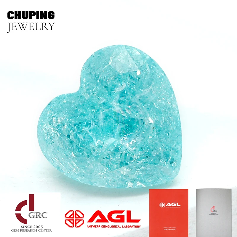 

ChuPing Jewelry Heart Shape Lab Paraiba Czochralski With Selectable AGL Certificate Cultivate Paraiba Loose Store