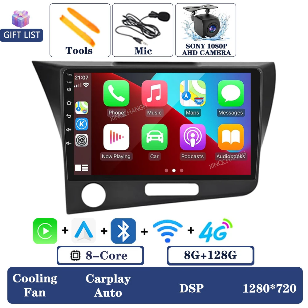 Android 15 Autoradio Voor Honda CRZ CR-Z 2010-2016 QLED Multimedia Stereo Video Player 4G LTE 5G WIFI 2DIN BT Carplay Auto GPS