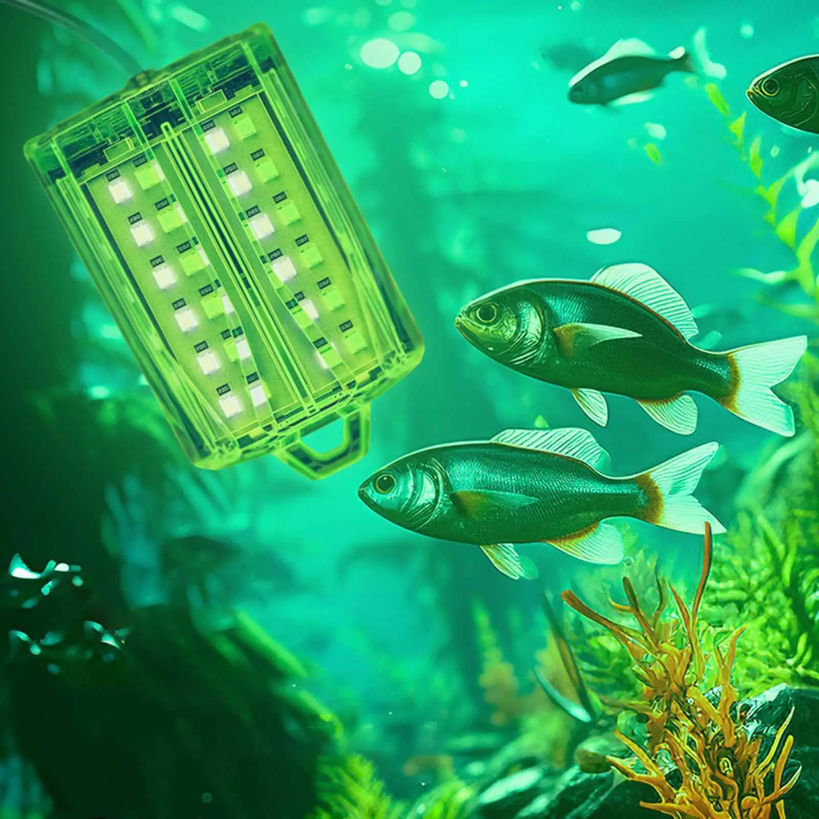 

Underwater Fishing Light IP68 Waterproof Attractor for Fresh Salt Water with 5M Cord Submersible Dock Fish Attracting Light Lamp