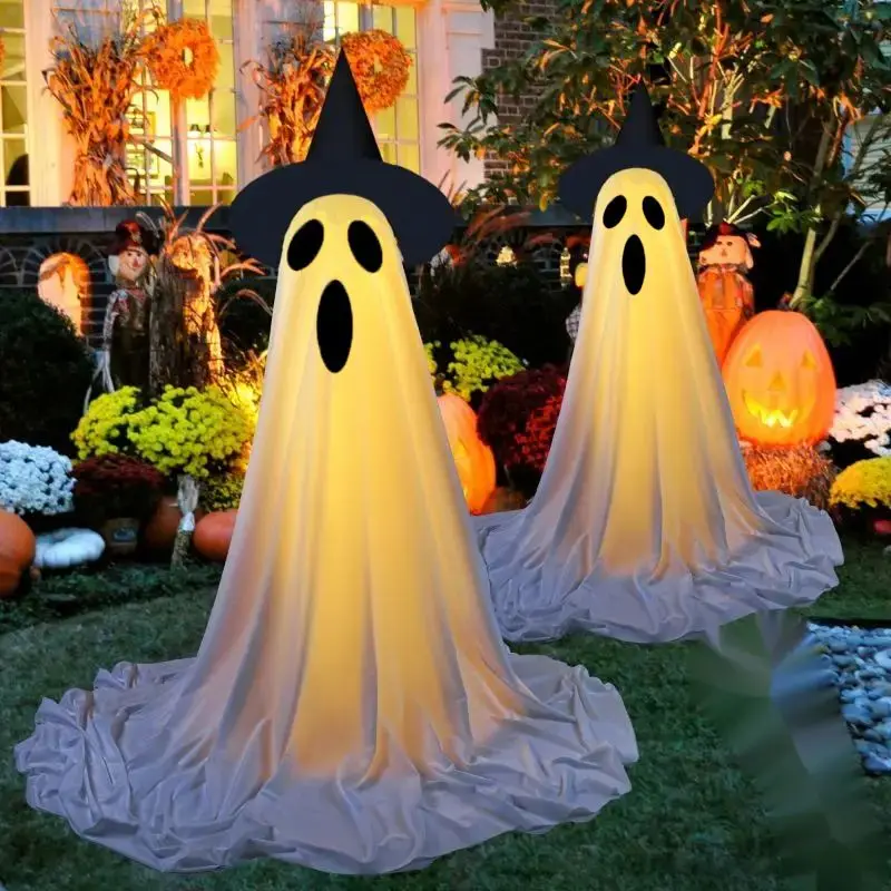 

Halloween Spooky Ghost Decor With String Lights Led Glow Ghost Front Porch Patio Scary Standing Ghost Halloween Deco Outdoor