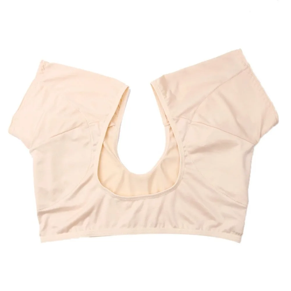 Breathable Reusable Sweat T-Shirt Solid Color Washable Underarm Sweat Vest Soft Silk Sweats Proof Vest Ladies Tops