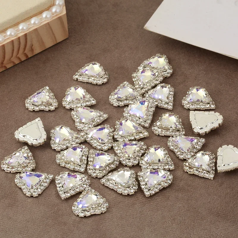 PEESOM New Arrival Mix Shape High Grade Crystal Buckle with Sliver Claw Sew on Stone Moonlight AB Color Diy Clothing Accessories