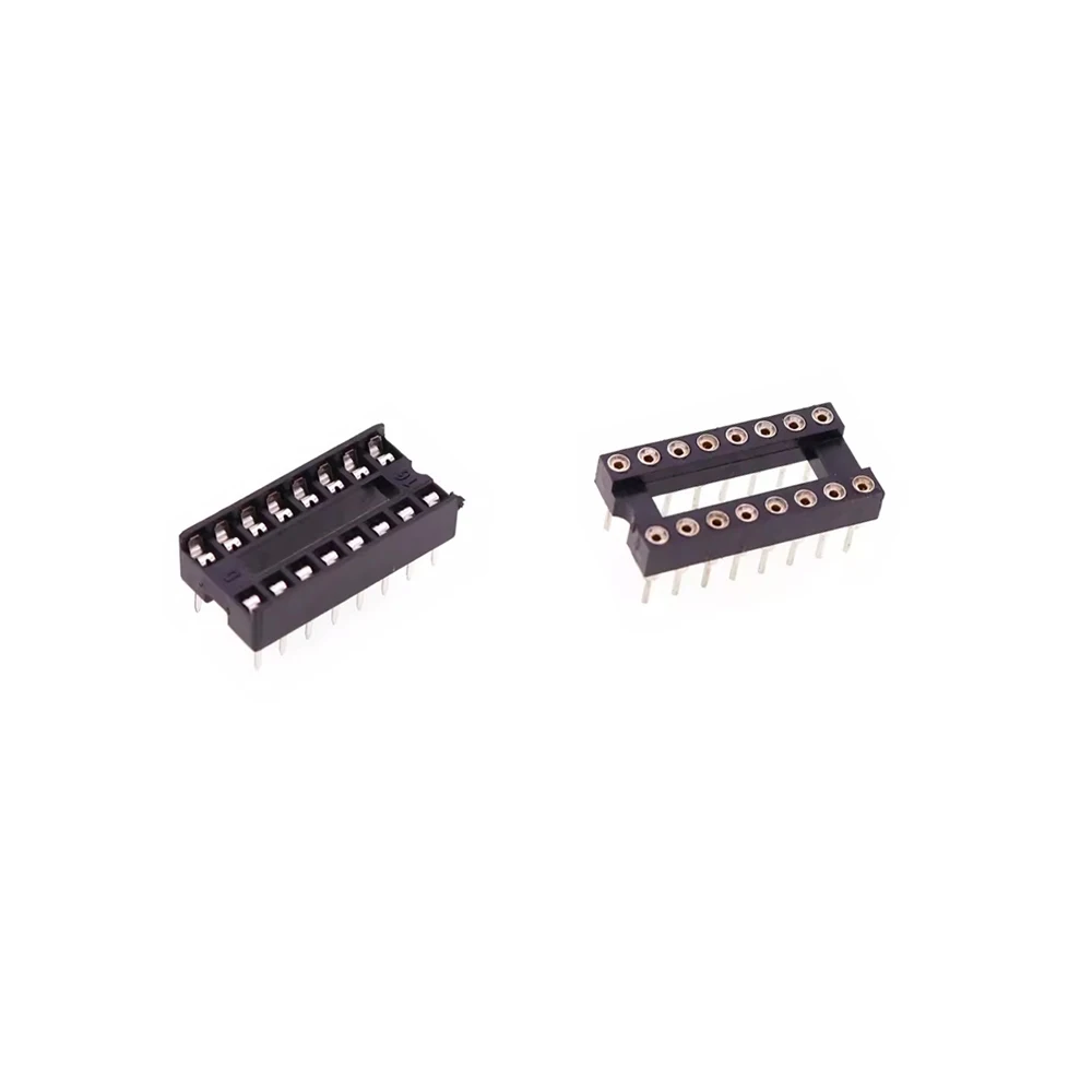 10PCS DIP-16 Round Hole Square Hole 16 Pins 2.54MM DIP DIP16 IC Sockets Adaptor Solder Type 16 PIN IC Connector