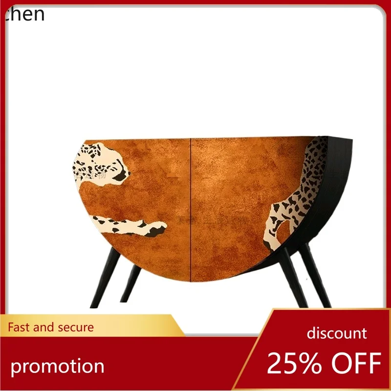 

ZMLEntrance Cabinet Living Room Partition Cabinet Household Solid Wood Storage Decoration Sofa Side Semicircular Cabinet