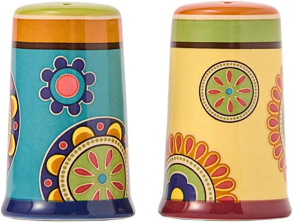 

Tunisian Ceramic Salt & Pepper Shaker Set for Kitchen Decor, Dishwasher Safe
