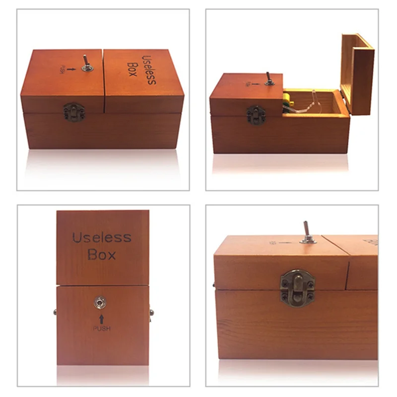 Hot-2X Een nutloze doos met verrassingen Houten nutloze doos, volledig gemonteerd voor volwassenen en kinderen, donkere houtkleur