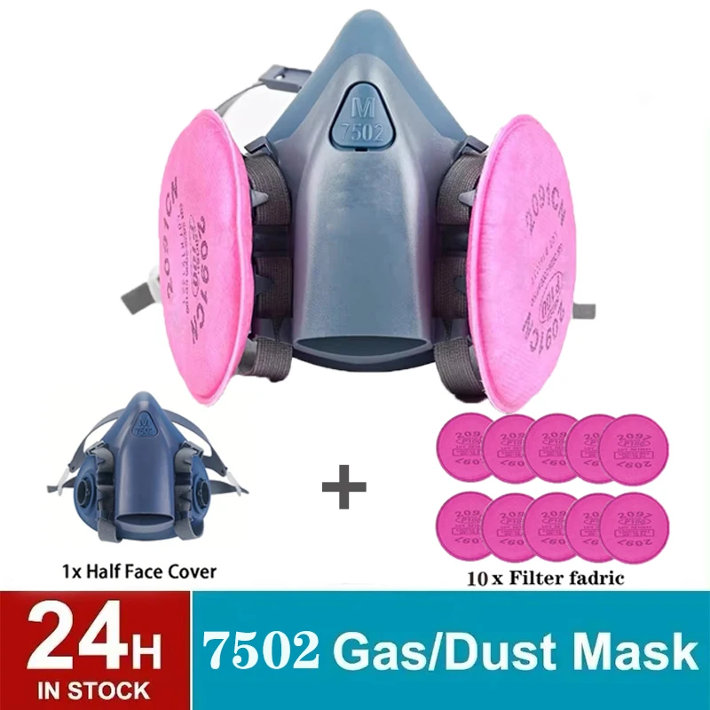 Respirator 7502 7 dalam 1 dengan 2097, dapat digunakan kembali setengah masker P100 perlindungan pernapasan tingkat berbahaya masker 7502 uap organik