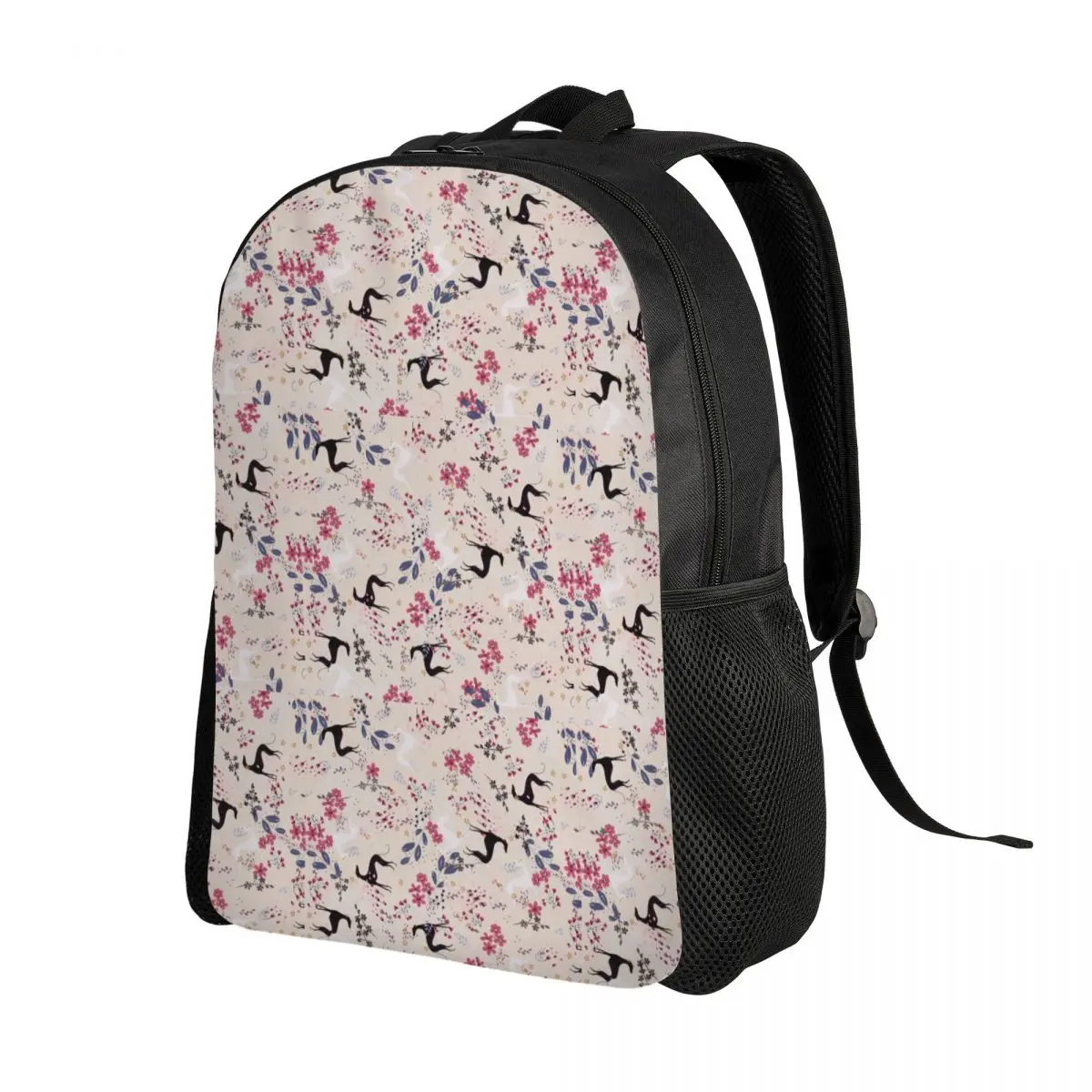 Custom Greyhound Sighthound Flower Love Backpack Women Men Water Resistant School College Animal Whippet Dog Bag Print Bookbag