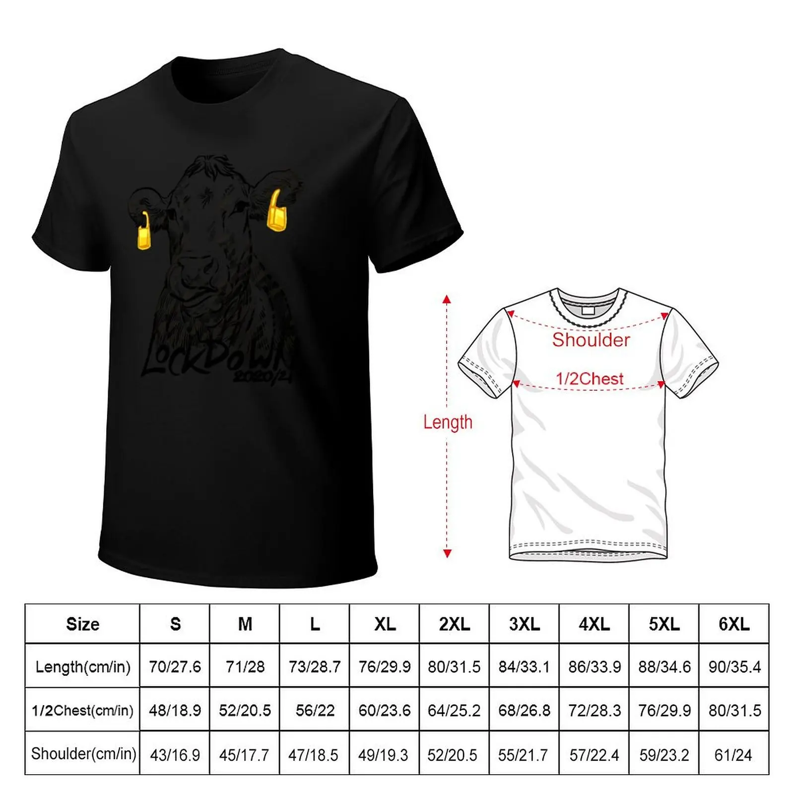 Lockdown Cow (with text) T-Shirt Art Pattern Printed Casual Top
