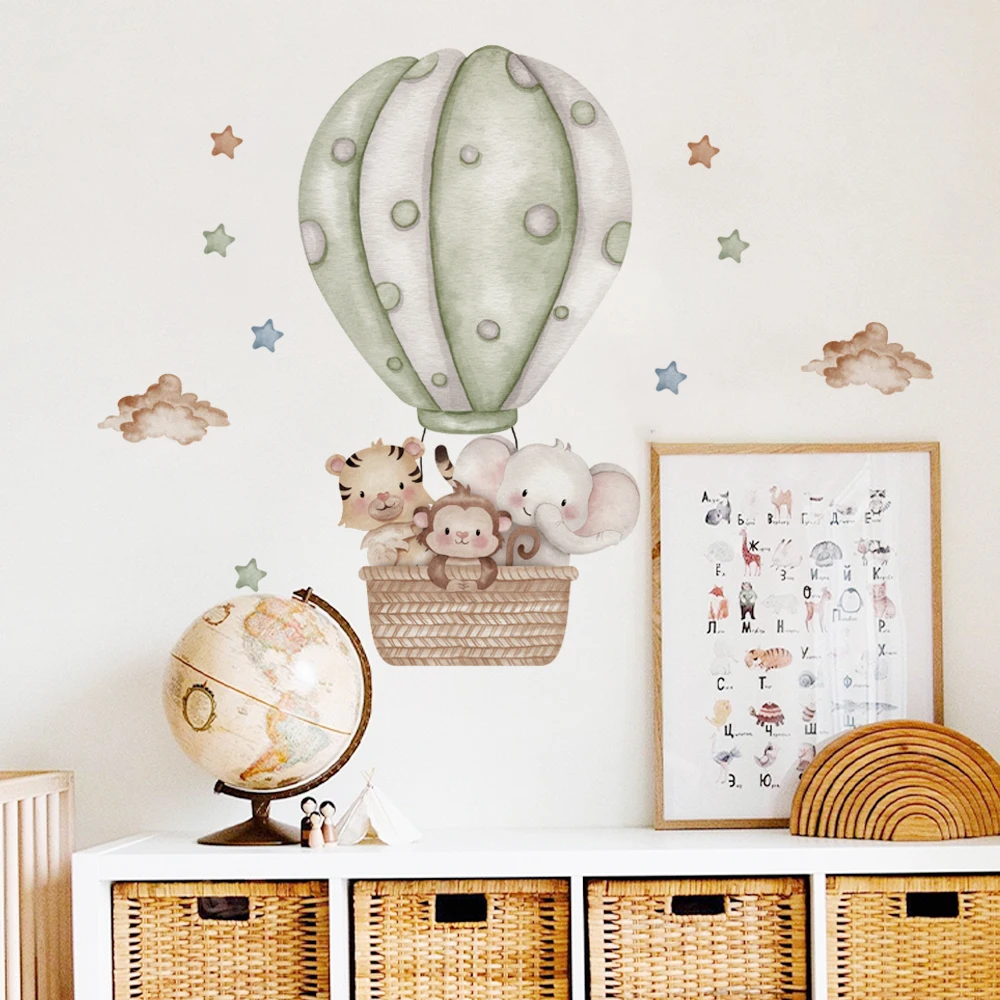 Elephant Wall Stickers For Kids Rooms Children's Room Animal Plane Decorative Vinyls For Walls Cartoon Wall Stickers Child