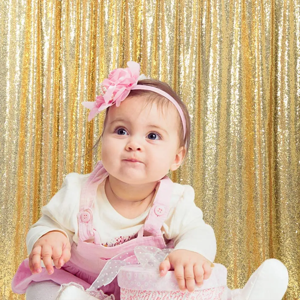 Gold Rose Sequin Backdrop Curtain Panels Stage Baby Shower Wedding Birthday reception Party Photo Booth Background Drapes image 4