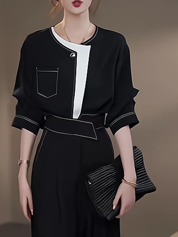 

Ele Bla ort Sve Women's T-irt Summer Faion Design ket irt Sli Top Korean Sle Loose Fit Daily Wear