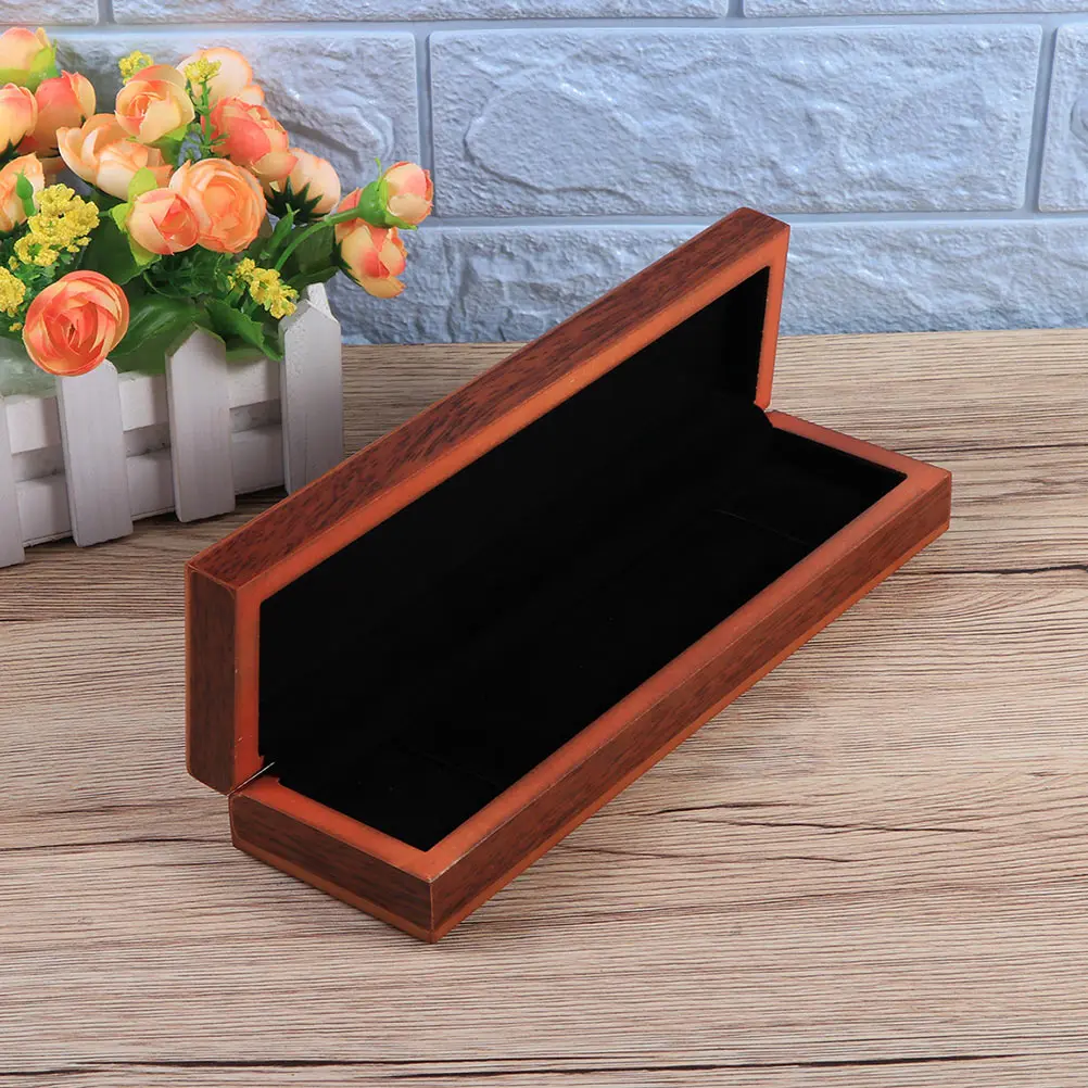 2Pcs Carving Wooden Necklace Box Decent Jewelry Storage Case Smooth Inner Hinged Lid Beautiful Dressing Table Decor