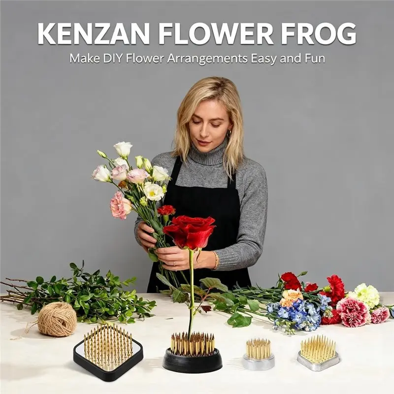 Floral Arrangement Frogs Vases For DIY Crafts-6Pcs Flower Frog Pin Holder Set-2 Round& 2 Square(0.9