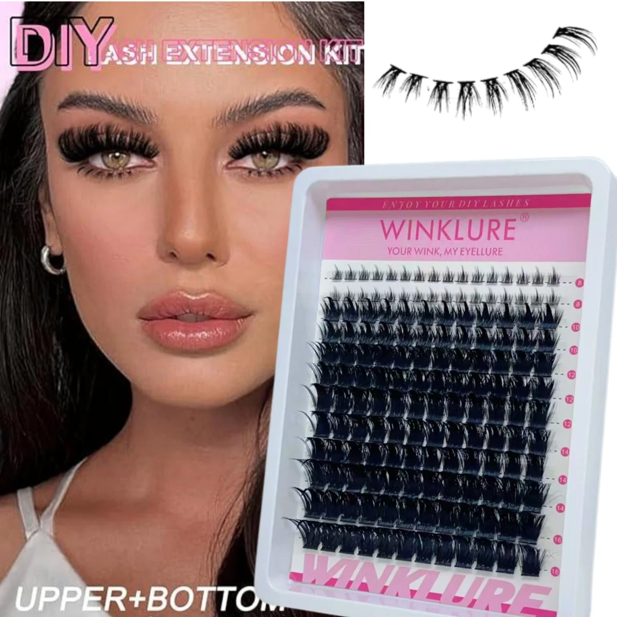 WINKLURE Wispy Lash Clusters with Spikes Eyelash Clusters DIY D Curve Cluster Eyelash Extensions Full Spiky Individual Lashes