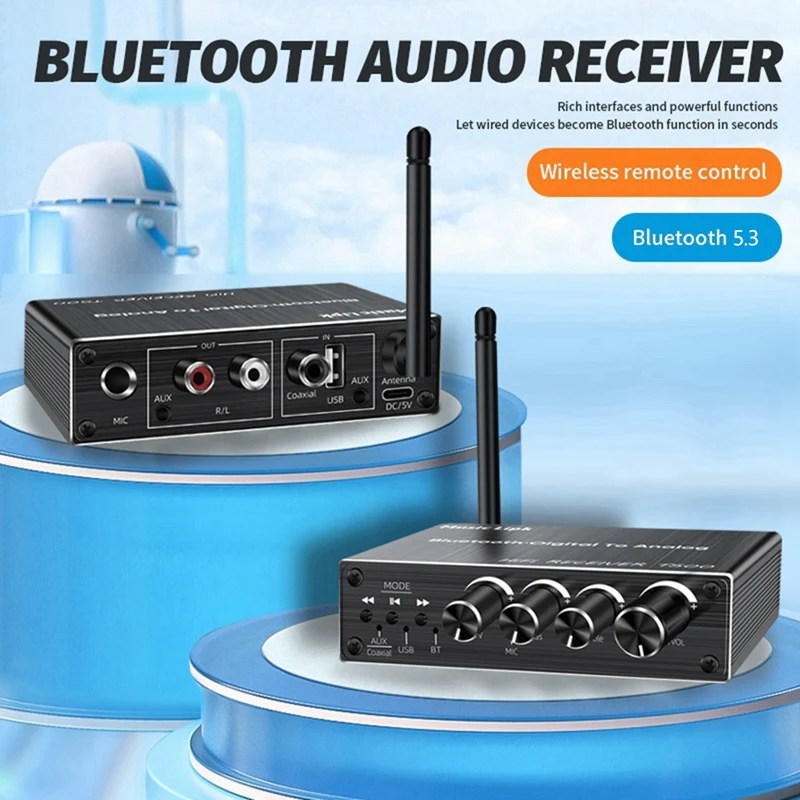 Receiver Transmitter AUX 3.5mm Optical Coaxial Wireless Music Audio Bluetooth 5.3 Adapter Digital to Analog Converter-A19I