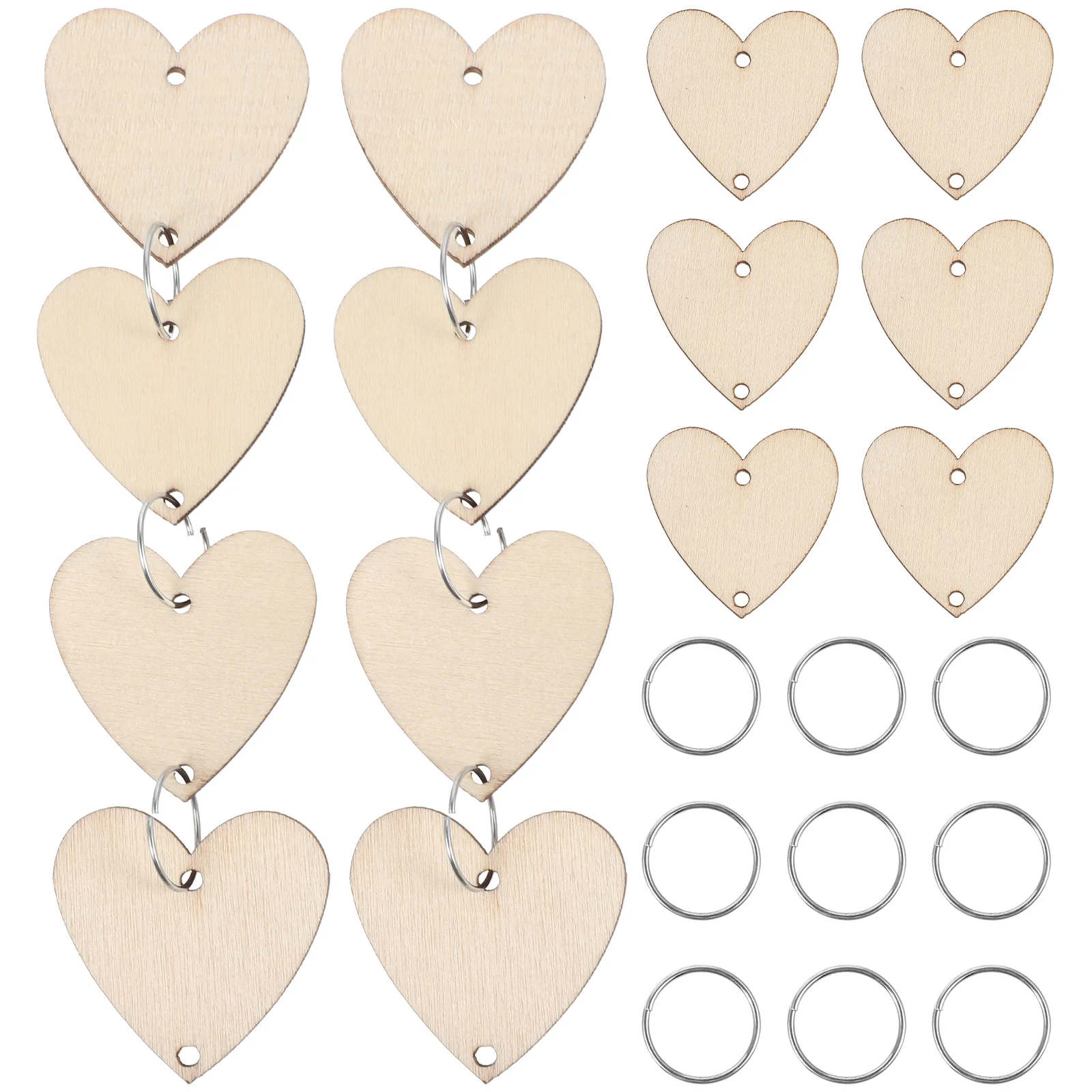 

50pcs Heart Hanging Calendar Wooden Slices Iron Loops DIY Wall Calendar Decorative Plaque Birthday Reminder Home