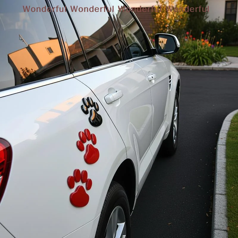 Universal Size 3D Car Paw Print Sticker Animal Dog Cat Bear Foot Decal Waterproof for Auto Bumper Window Decor