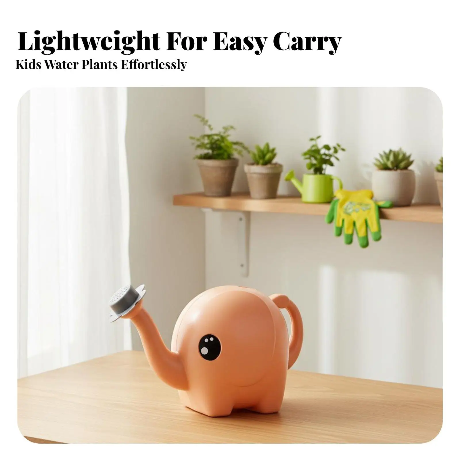 Cartoon Animal Watering Can with Long Spout Plastic Children’s Garden Flower Sprinkler for Indoor Plants Room
