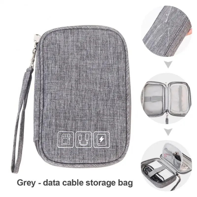 Portable Cable Digital Storage Bags Organizer USB Gadgets Wires Charger Power Battery Zipper Cosmetic Bag Case Accessories Items