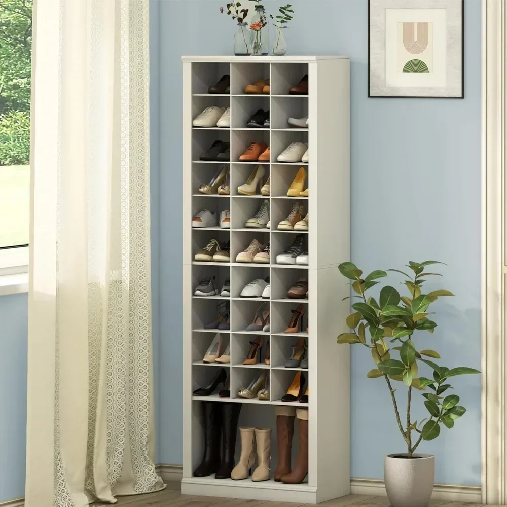 

11-Tier Shoe Storage Cabinet, Free Standing Closet Organizers and Storage with 31 Open Cubbie, Space Saving Shoe Rack