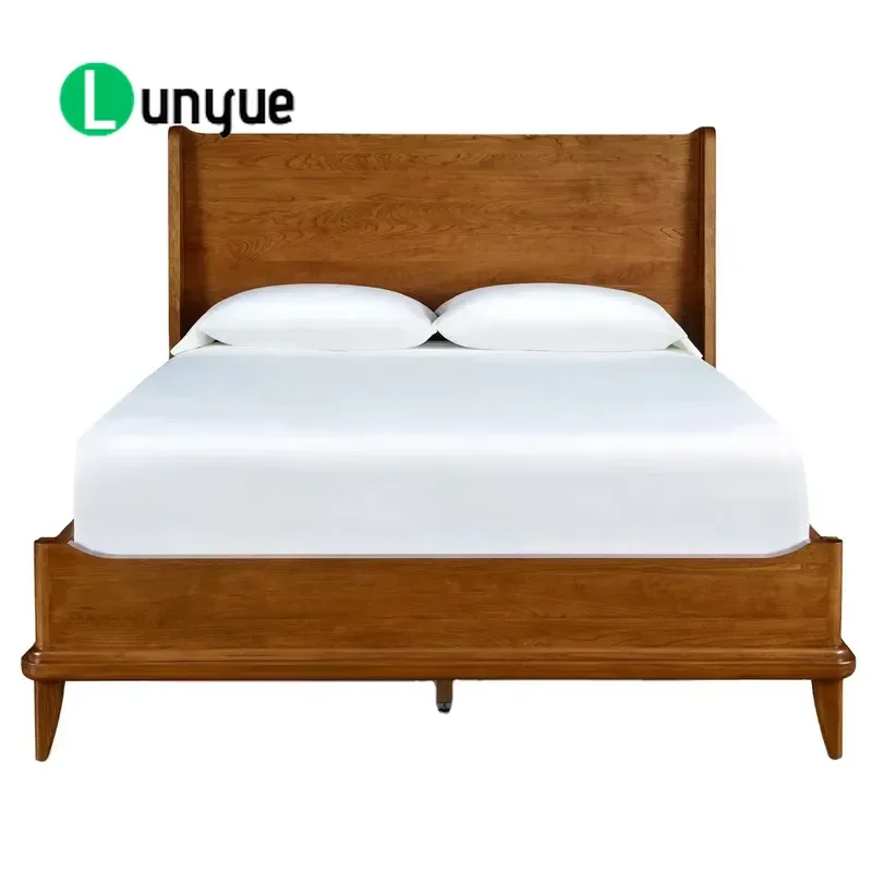 Luxury American Country Style Solid Wood Bed Customizable Size Durable Frame Elegant Design For Bedroom Furniture Home Decor