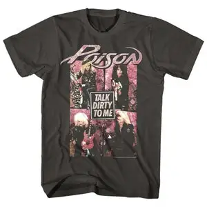 Poison Band T Shirt Talk Dirty To Me American Glam Metal Tees