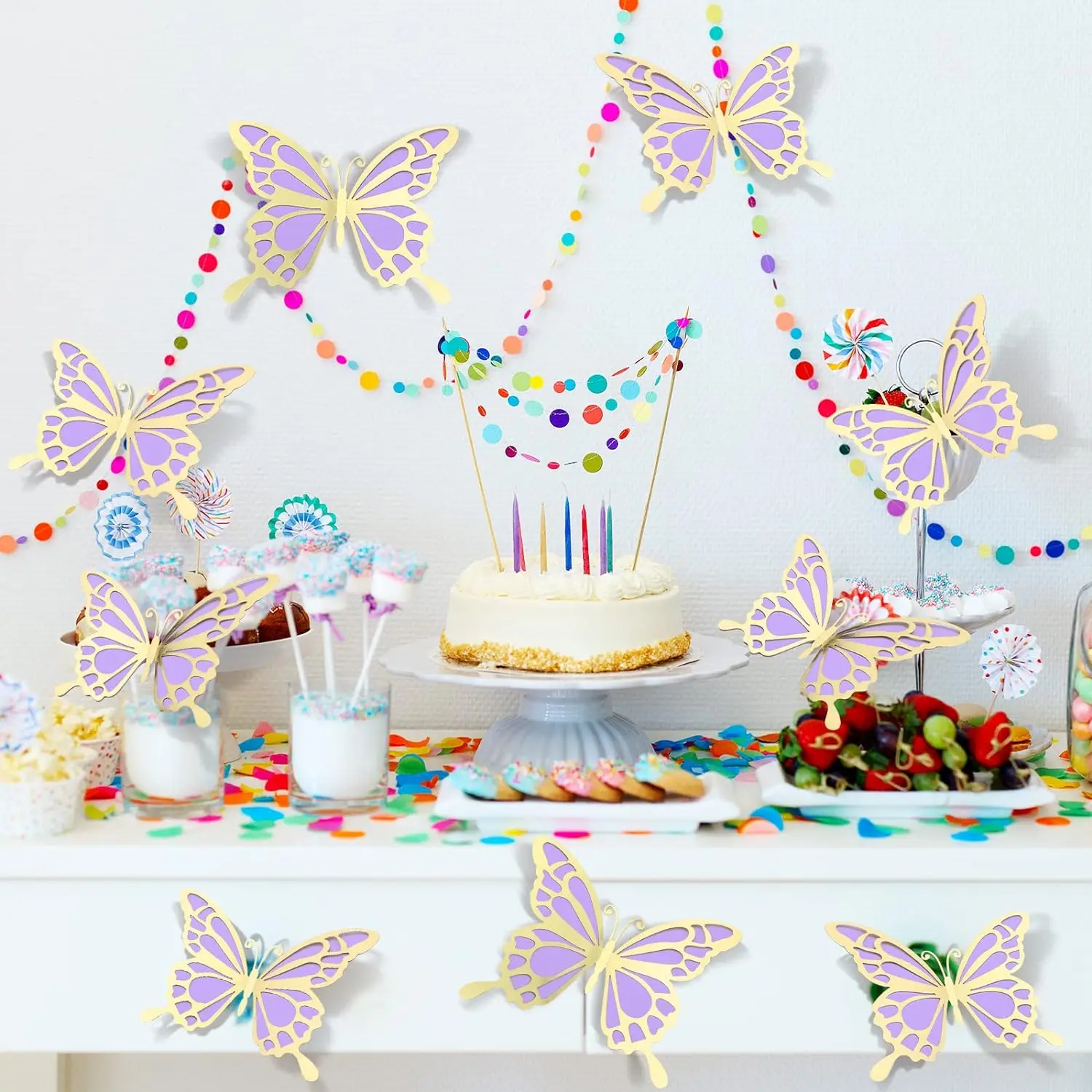 12 sets 3D Large Butterfly Party Decoration 2 Layer Giant Paper Big Butterfly Stickers Wall Decoration for Birthday Baby Shower