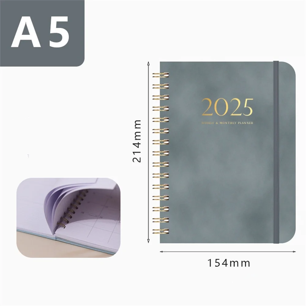 January 2025 to December 2025 140 Pages Notebook Diary 2025 Plan Schedule Strapped Notebook Calendar Weekly Notebook