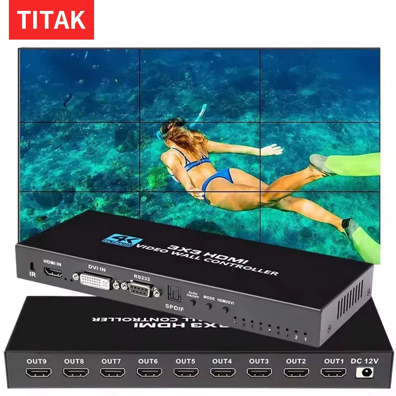 

3x3 9 экран 4K HDMI DVI TV видео настенный контроллер splicer 1X2 1X4 1X3 2x2 2x3 3x2 4X2 2X4 мультивидеоэкран процессор переключатель