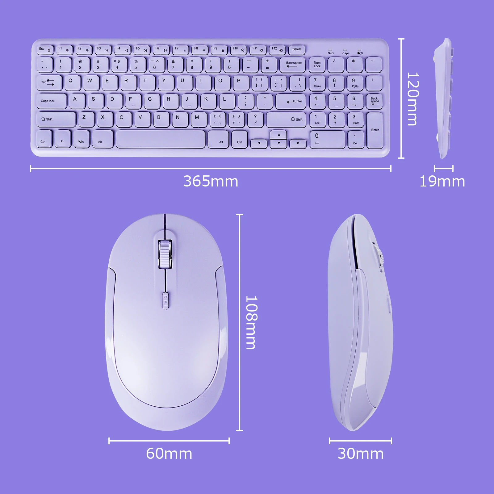 2.4G Wireless Keyboard and Mouse Combo Purple Multimedia Keyboard Mouse Set Ergonomic Silent Keypad Mause For Laptop PC Smart TV