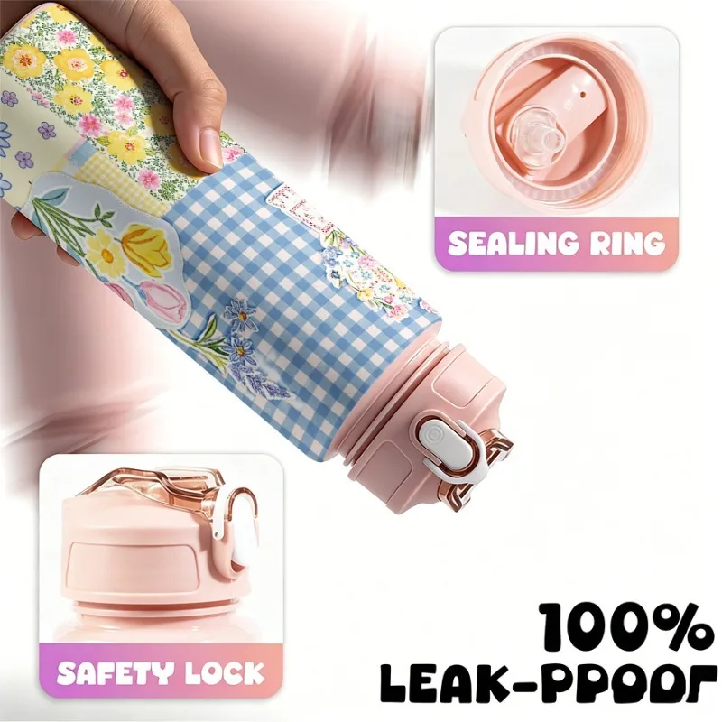 750ml Custom Text Hollowed Flower Leakproof Personalized Printed Sports Water Bottle for Outdoor Fitness Cycling Hiking School