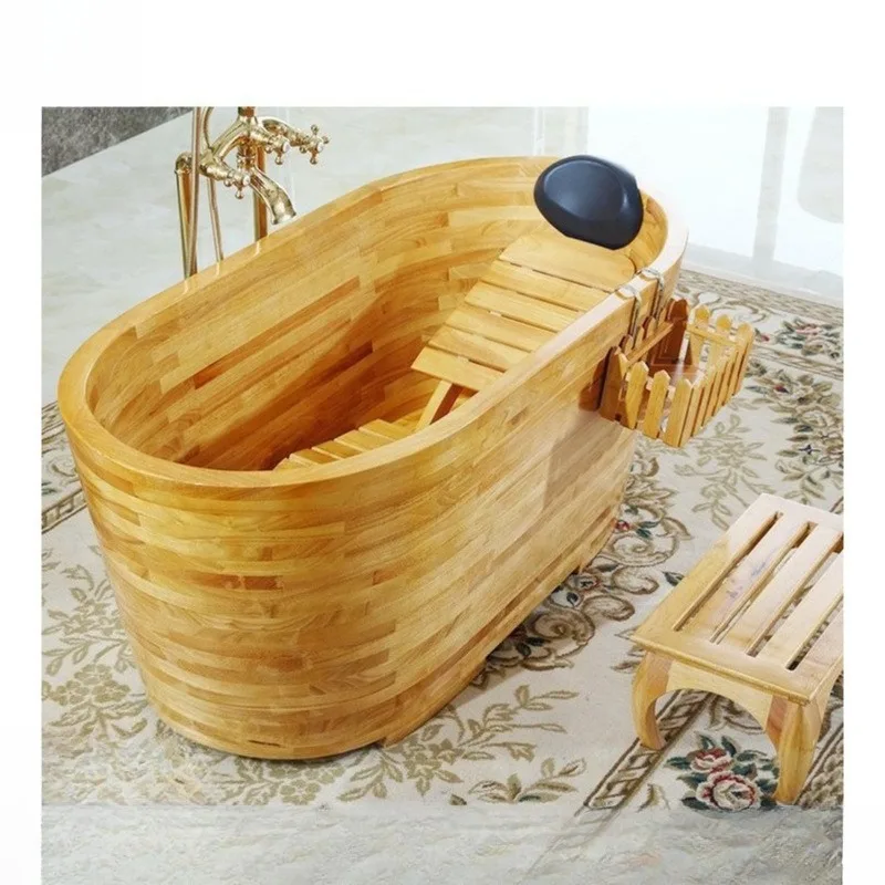

New beauty salon rubber wooden bucket adult bath bucket household solid wood bathtub wooden bath bucket