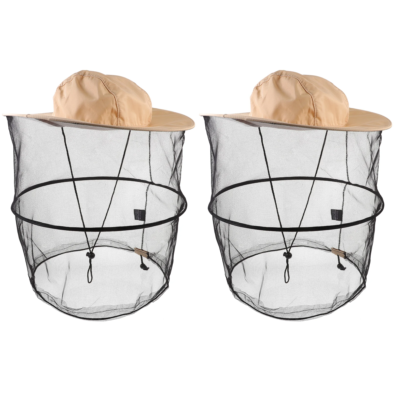 

2pcs Beekeeping Hat Sun Protection Foldable Wide Brim Mesh Veil Head Net Hat Polyester Cotton Outdoor Travel Gardening Supplies