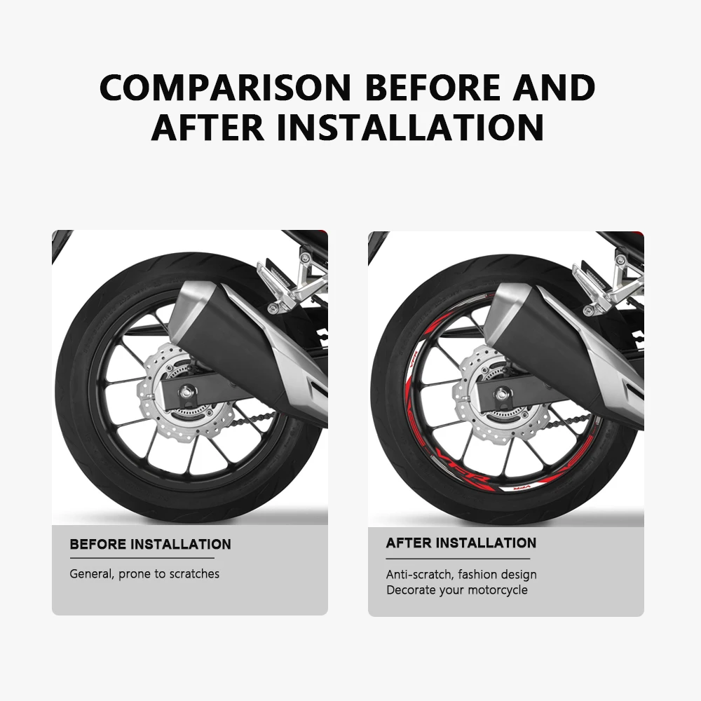 Motorcycle Wheel Sticker 17 Inch Wheel Decal Waterproof Rim Tape for Honda VFR 1200F 1200 F VFR1200F Accessories 2010-2016